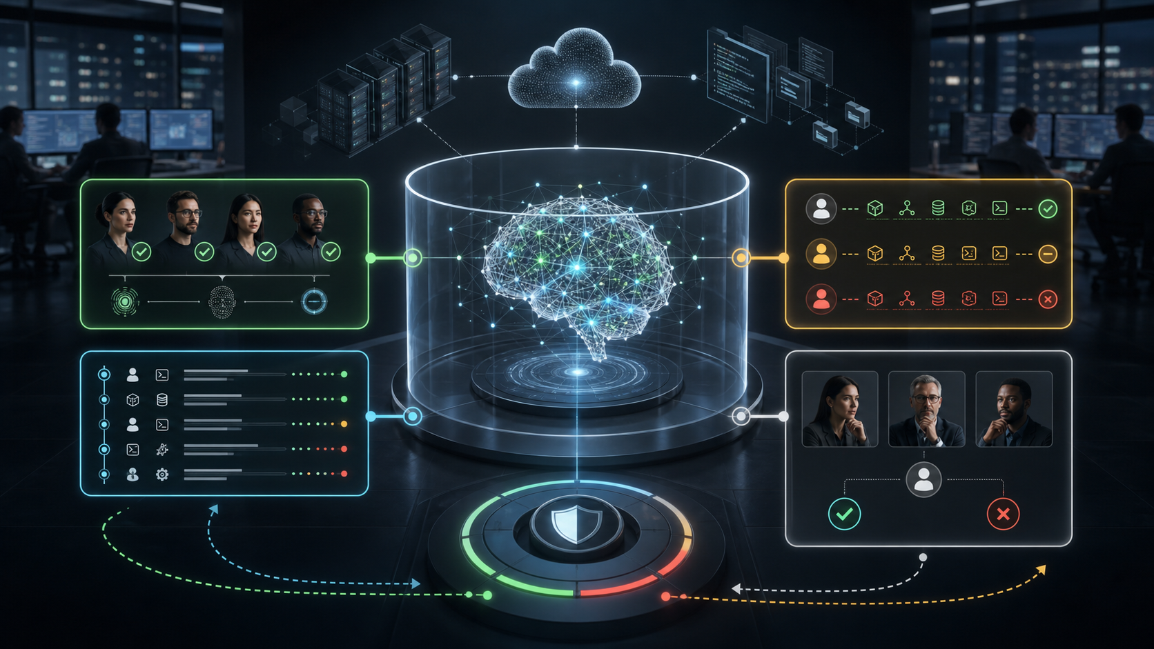 Governed access model for AI cybersecurity tools with trusted users, audit logs, scoped permissions, and cloud infrastructure