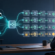 Editorial illustration of AI agents moving from chat prompts into managed developer workflows.