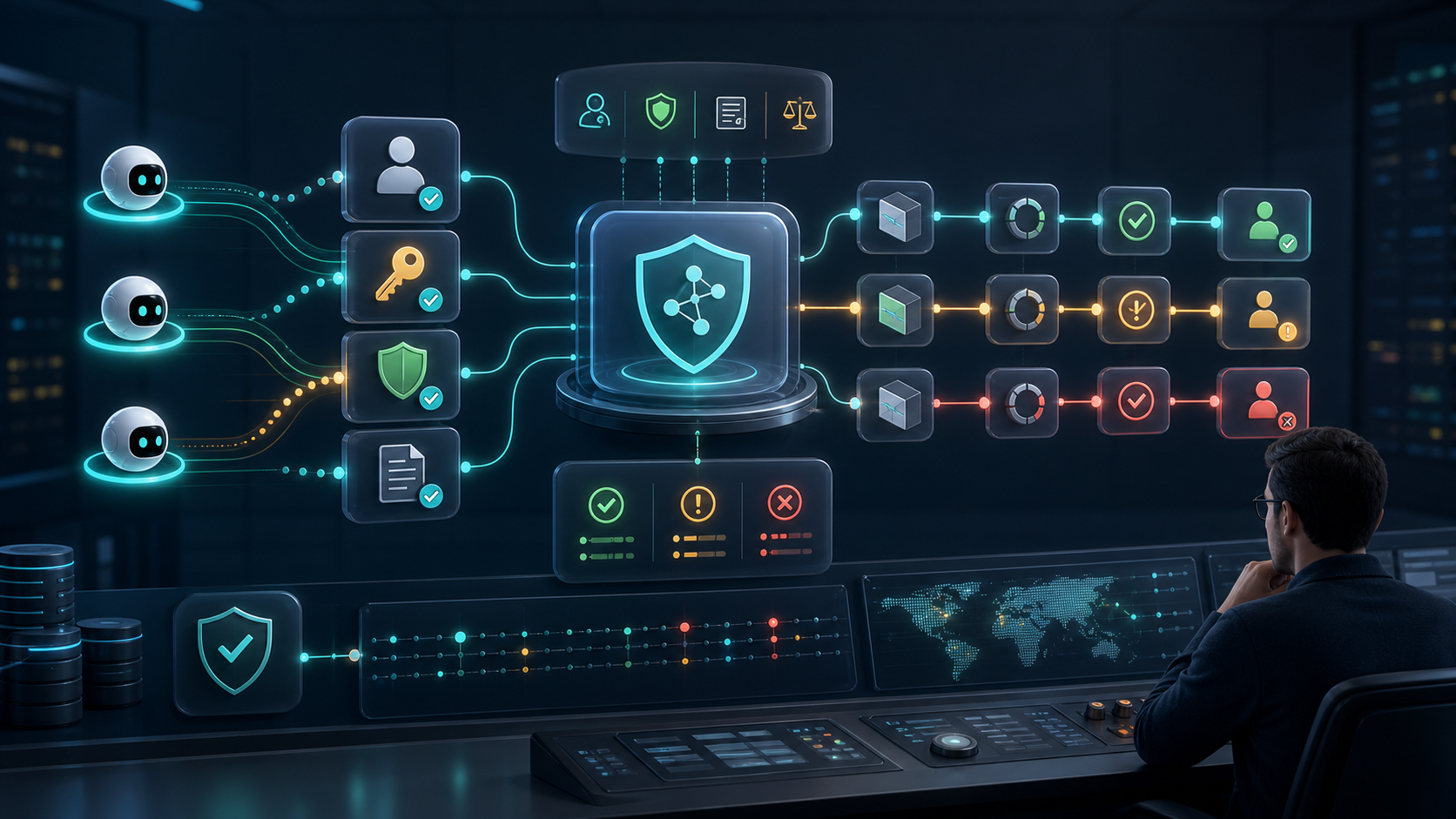 DevOps control plane for AI agents with identity, policy, logs and approval gates.