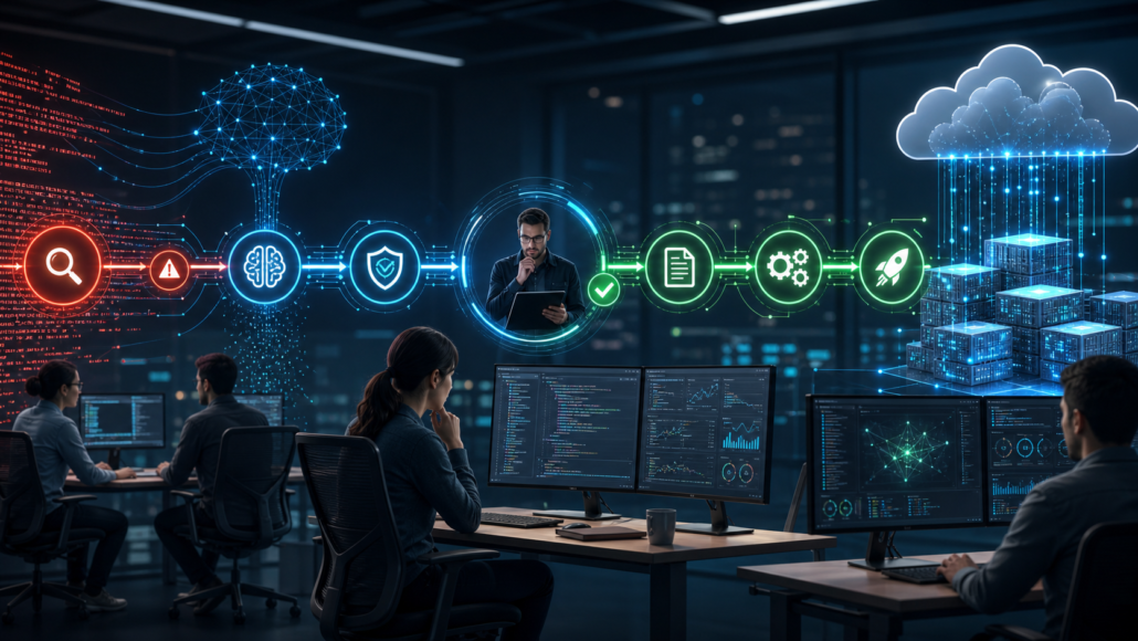 OpenAI Daybreak and Anthropic Mythos AI cyber defense news brief thumbnail with secure code pipeline and cloud infrastructure