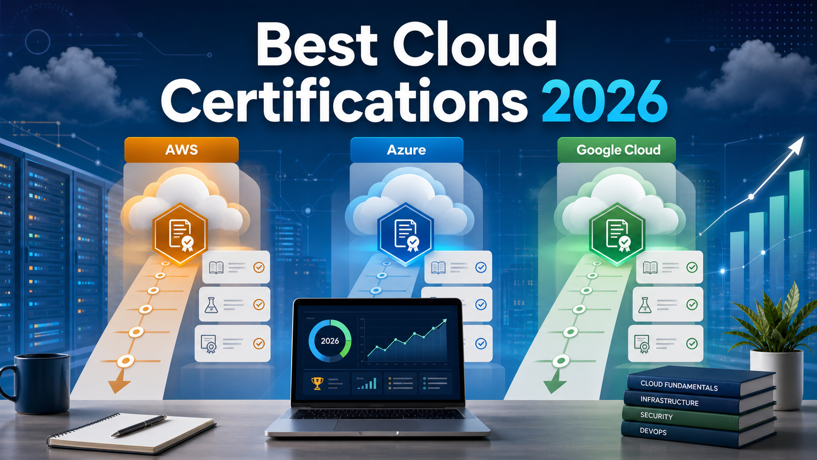 Best Cloud Certifications 2026 comparison thumbnail for AWS Azure and Google Cloud learning paths