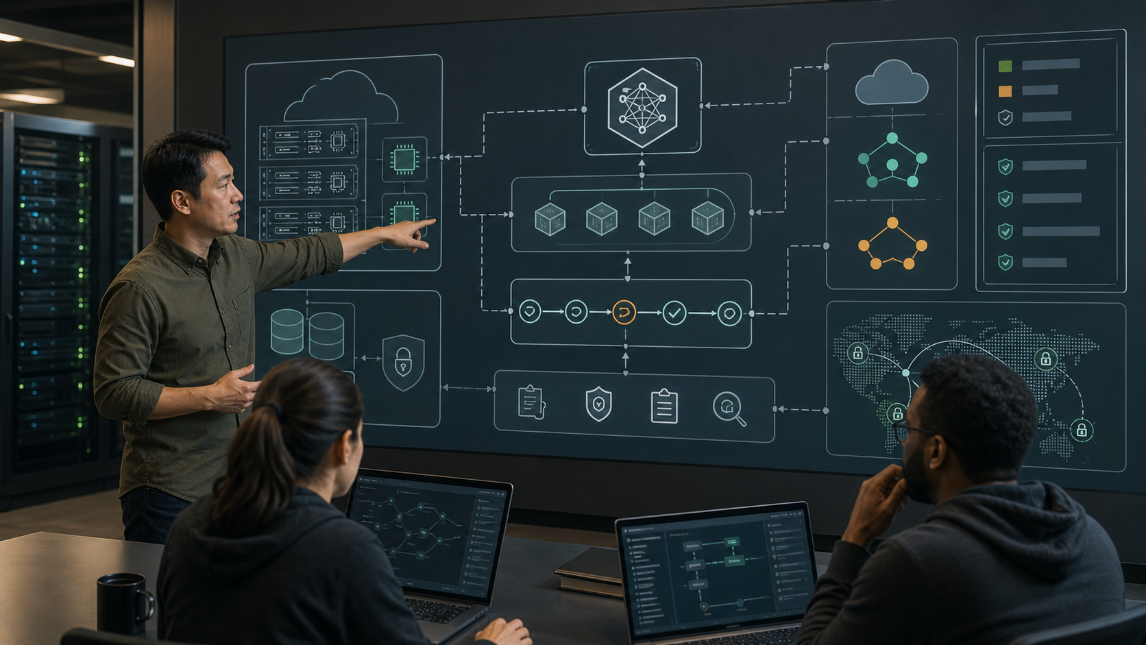 Platform team comparing local inference, cloud APIs, model registry controls and audit boundaries