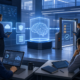 DevOps and security engineers reviewing a governed frontier AI model release in a cloud operations room