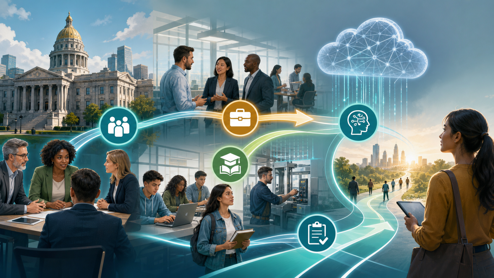 Public agencies, employers and training providers connected through AI workforce transition pathways