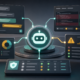 Abstract AI agent hub connected to chat, code review, cloud metrics and access controls.