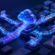 Abstract production AI operations center showing efficient agent workflows, token streams and cloud infrastructure