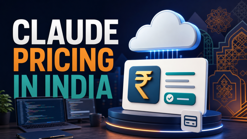 Editorial illustration of rupee-denominated Claude subscription billing for Indian developers