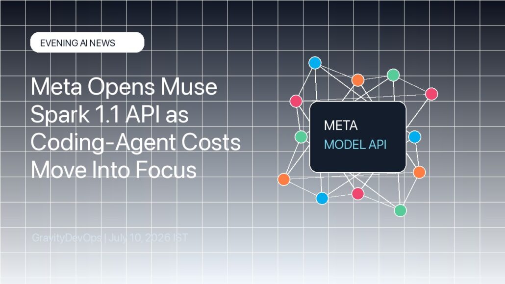 Editorial graphic for Meta Muse Spark 1.1 and the Meta Model API evening AI news roundup