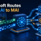 Microsoft Office AI requests flowing through a routing hub to specialized MAI models