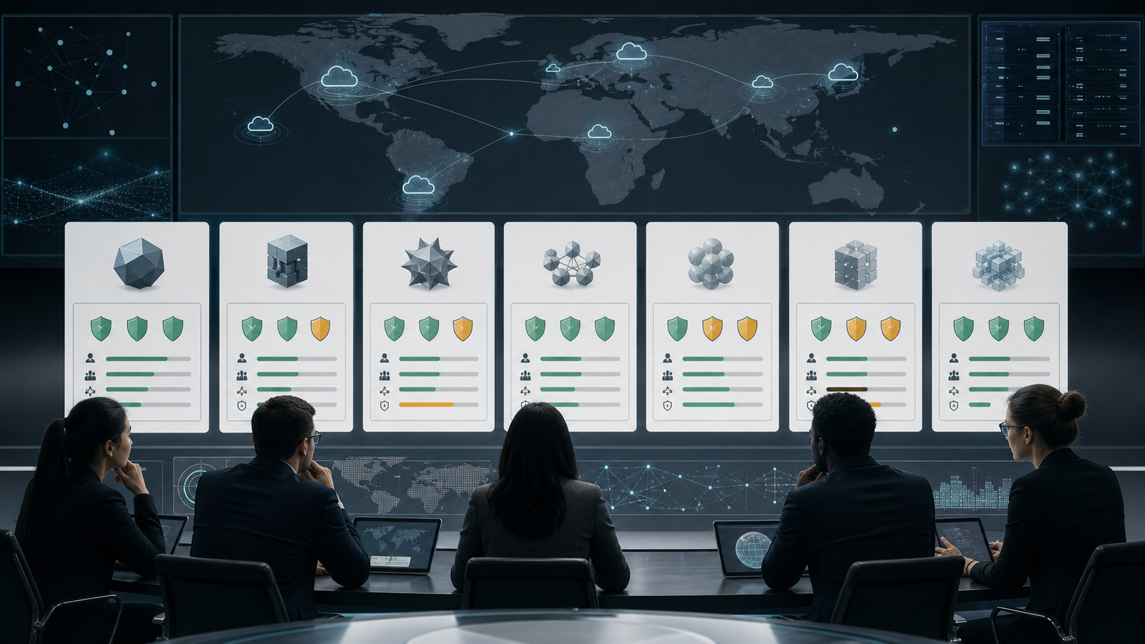 Technical reviewers comparing frontier AI safety scorecards across global labs