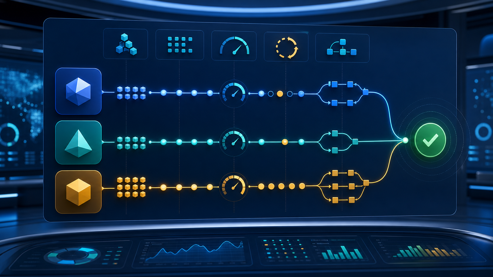 Platform engineering dashboard comparing successful AI agent tasks by token use, latency and retries
