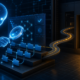 Abstract security illustration of an AI coding agent confronting a hidden filesystem path