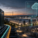 Editorial visual of an AI data center campus, electric grid and cloud operations dashboard representing Anthropic's long-term compute capacity lease