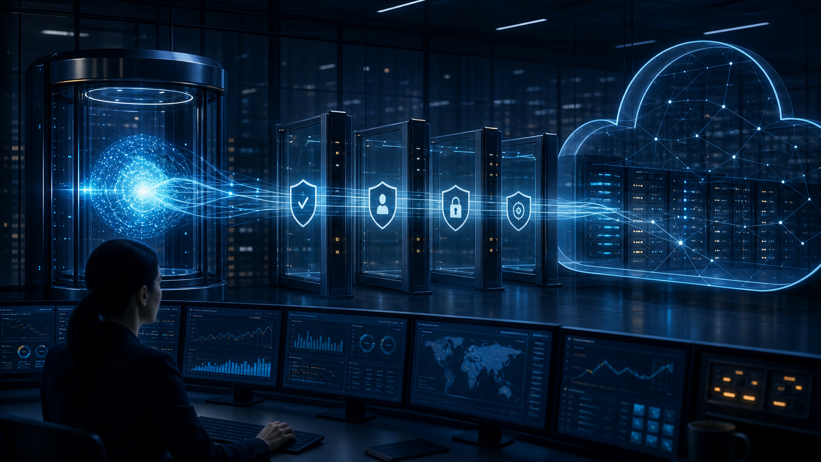 OpenAI Presence enterprise AI agent moving through security gates into managed production