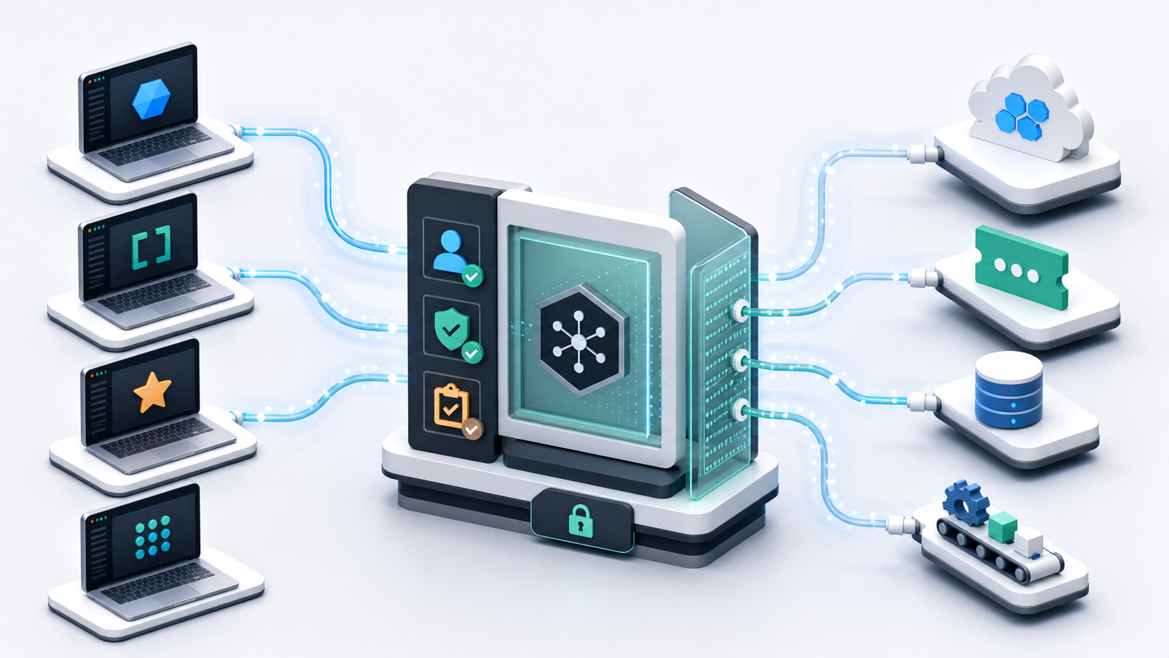 Remote MCP server routing AI clients through identity policy and audit controls