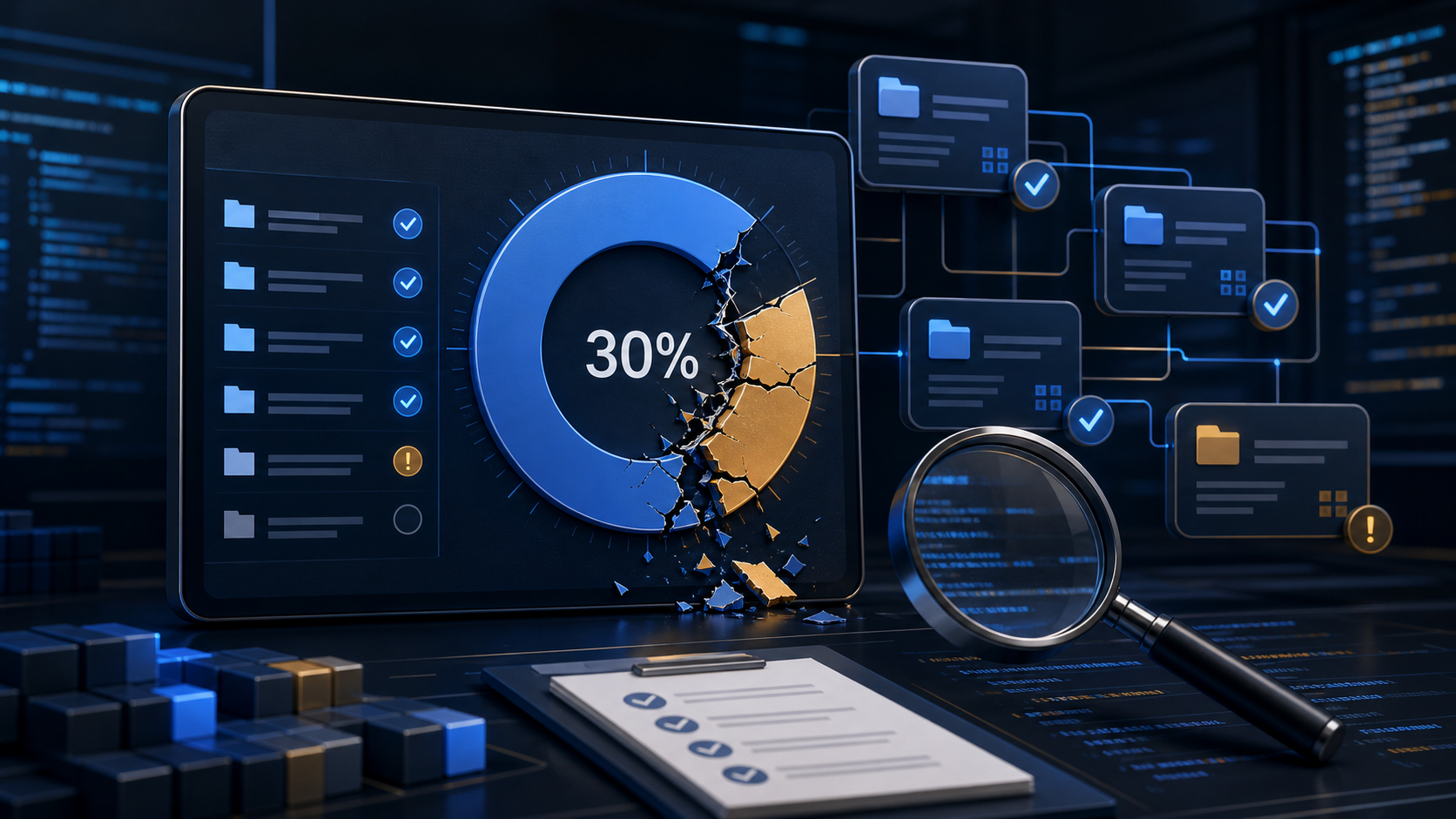 AI coding benchmark dashboard under audit, with repository and test signals separated from a cracked leaderboard score