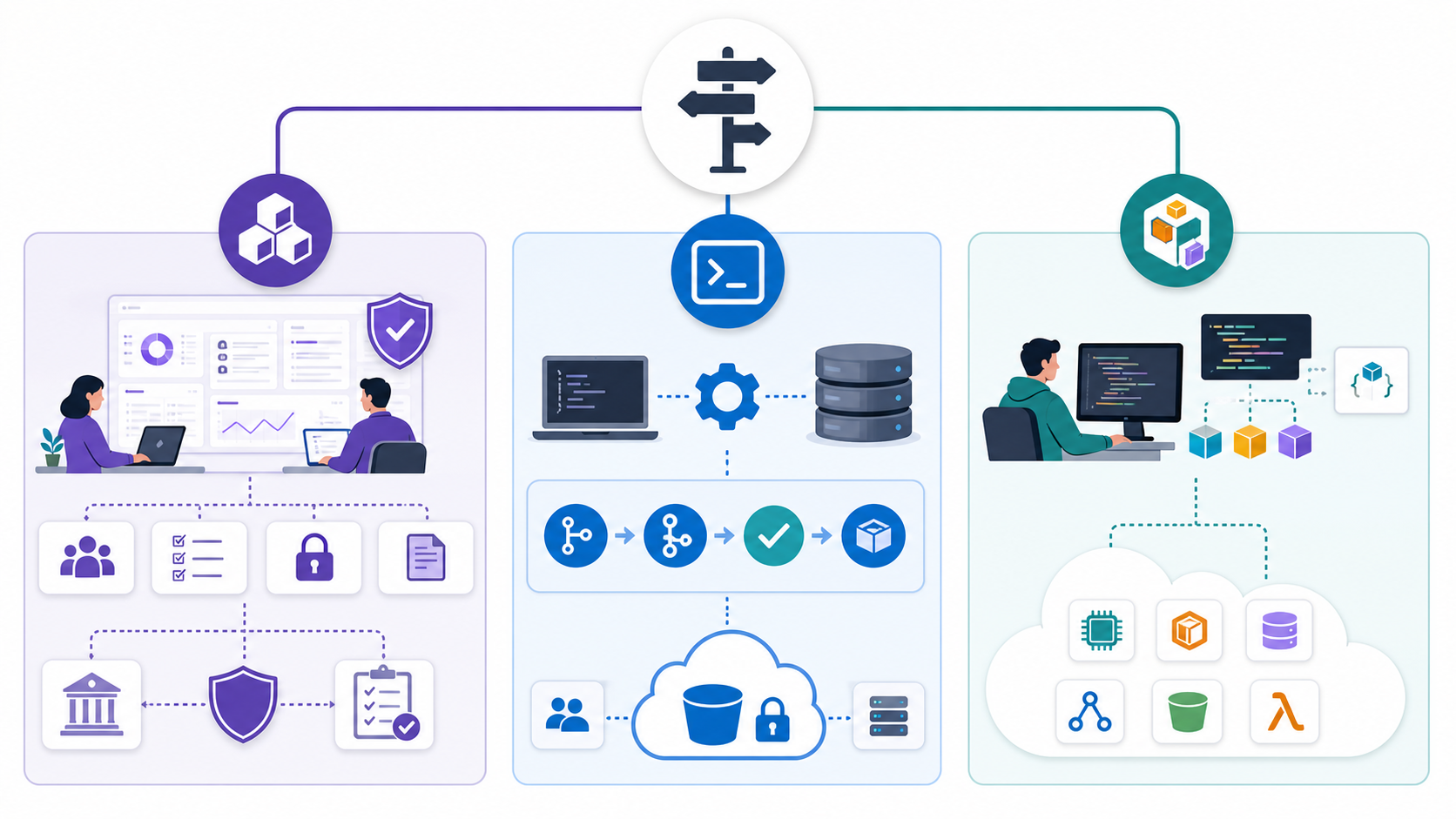 Decision flow comparing Terraform, Pulumi, and OpenTofu for infrastructure as code teams