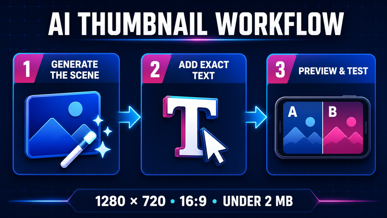 Three-step AI workflow for creating and testing YouTube thumbnails