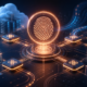 Abstract digital fingerprint over interconnected API and cloud infrastructure representing Claude output provenance
