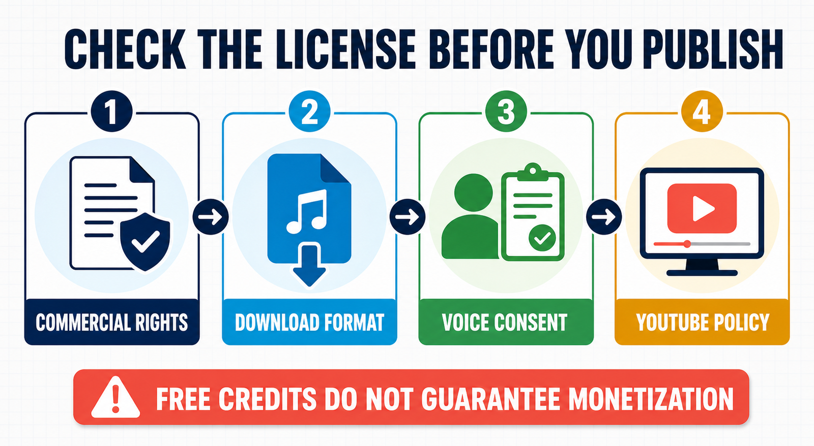 AI voice licensing checks before publishing and monetizing on YouTube