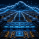AWS and NVIDIA AI infrastructure expansion represented by GPU racks, network fabric and cloud data flows