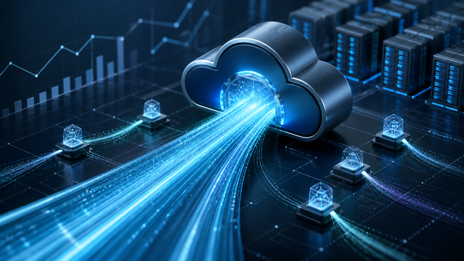 Microsoft AI revenue concentration illustrated as a dominant workload stream entering a cloud platform