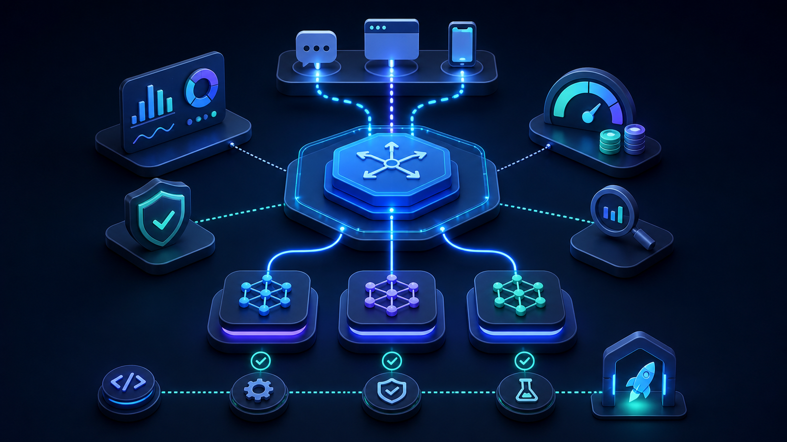 Platform engineering control plane routing AI workloads across multiple models with observability and policy checks