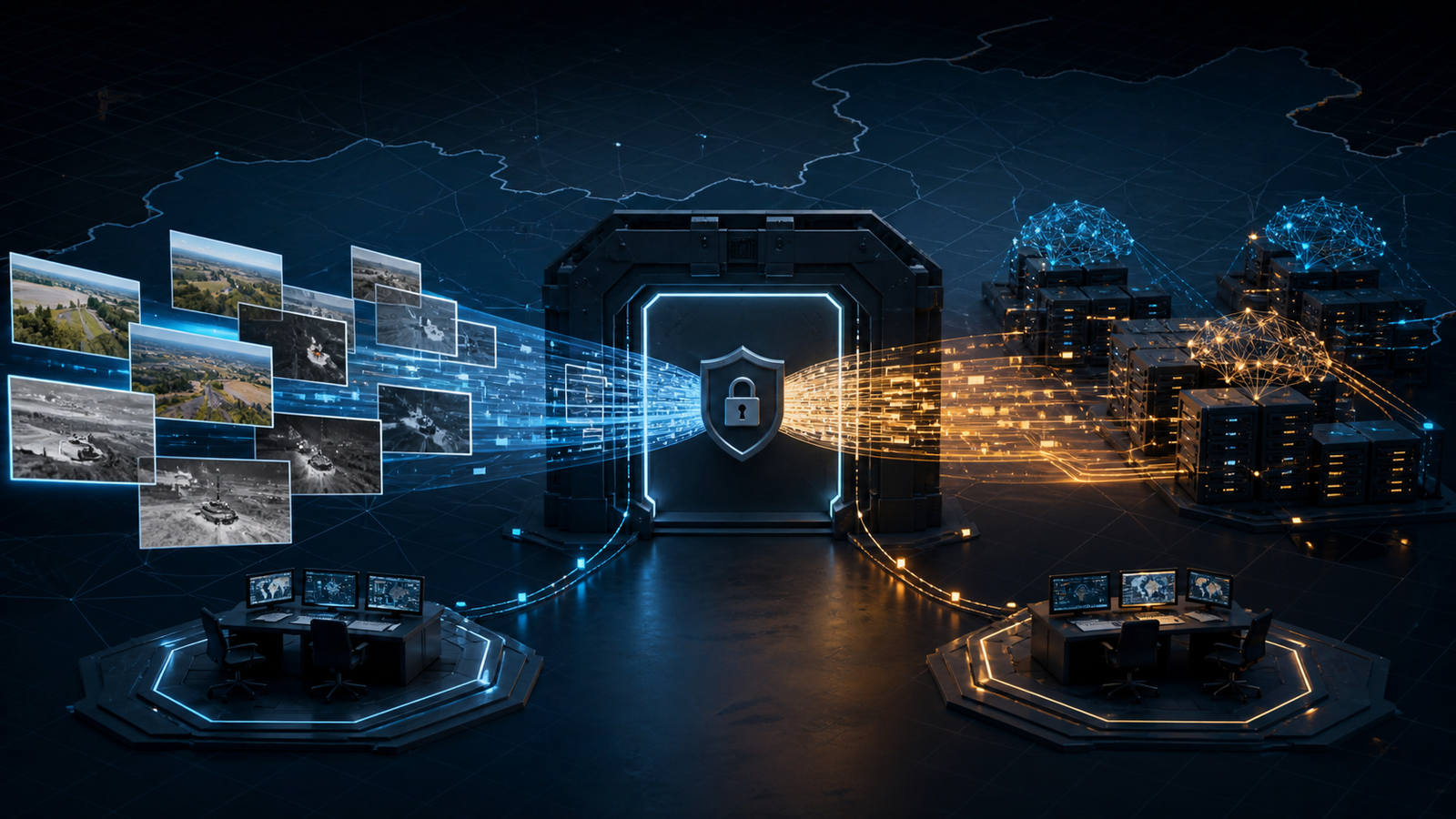 Secure gateway connecting battlefield sensor data to joint AI compute systems