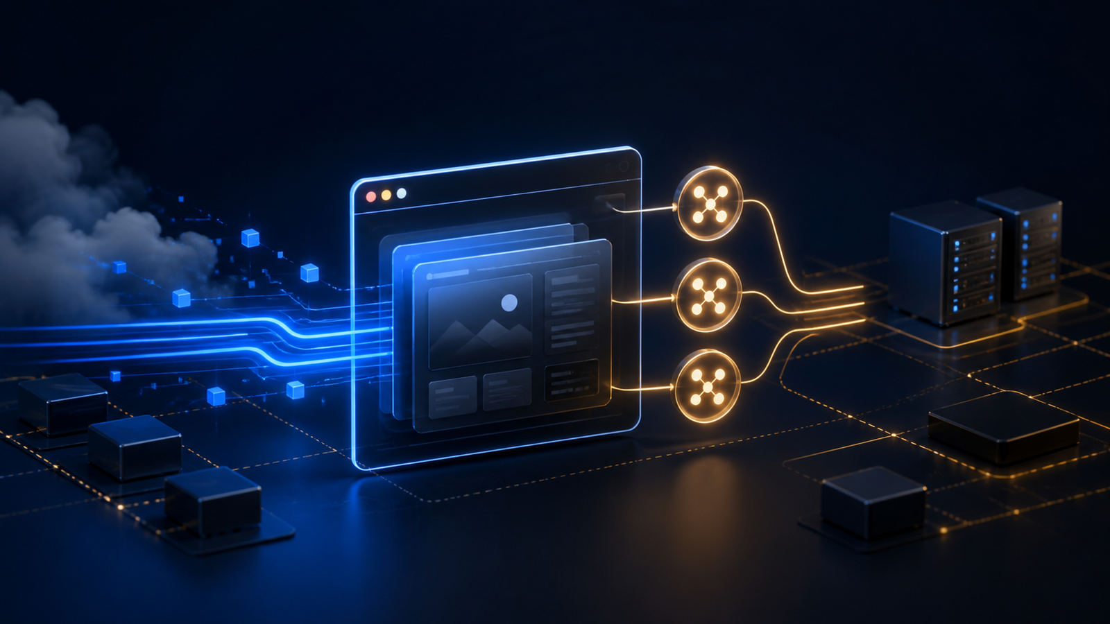 Abstract lightweight AI browser connected to a streamlined cloud-edge network