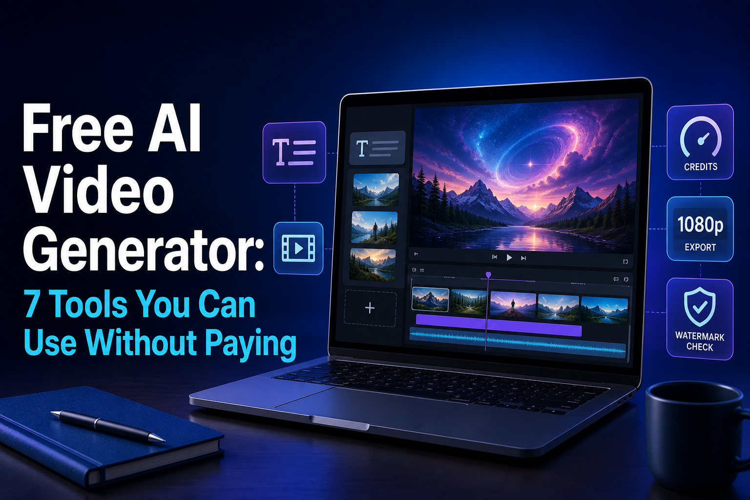 Free AI video generator with seven no-cost tools and export checks