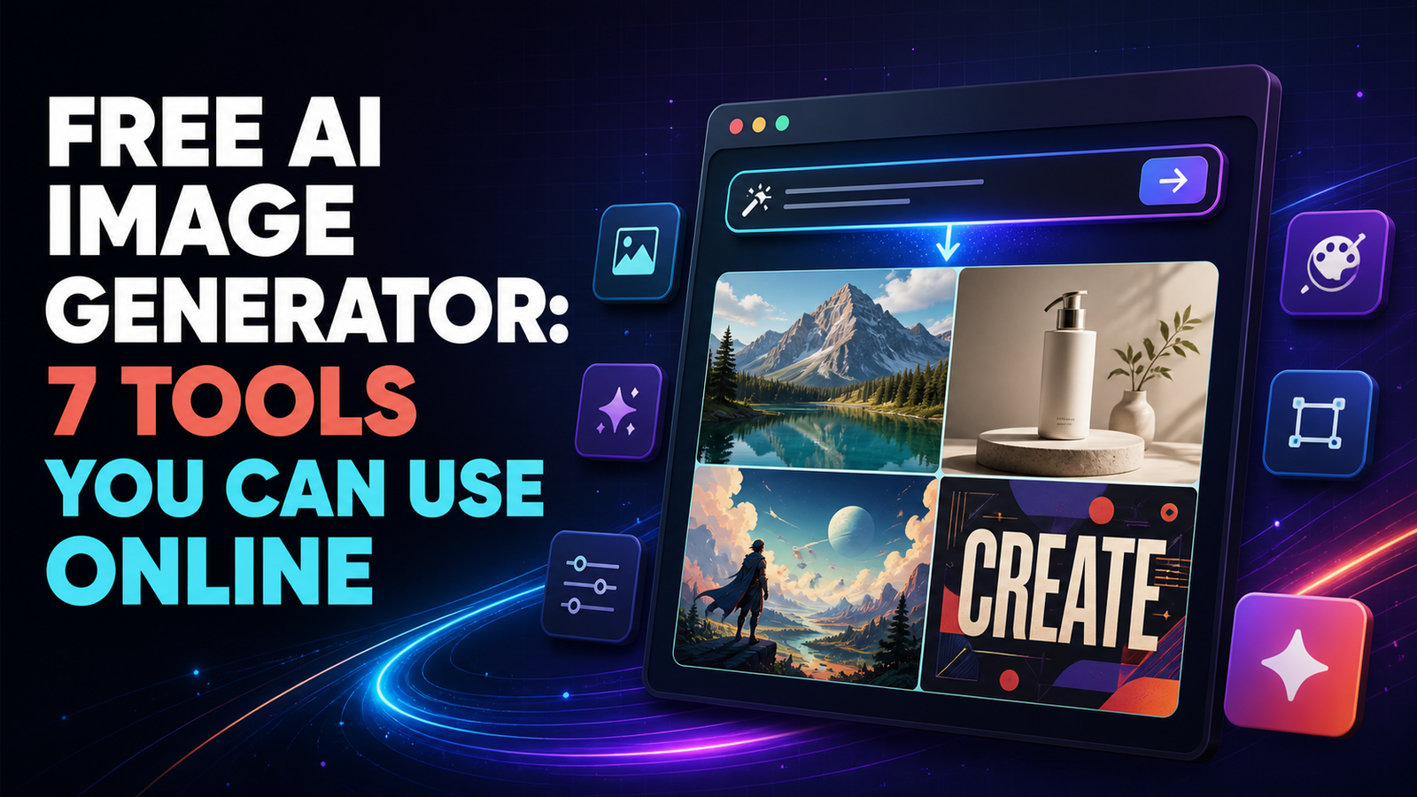 Free AI image generator comparison showing seven online image creation tools