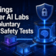 Editorial illustration of a secure AI processor connected to four frontier labs under a cyber safety shield