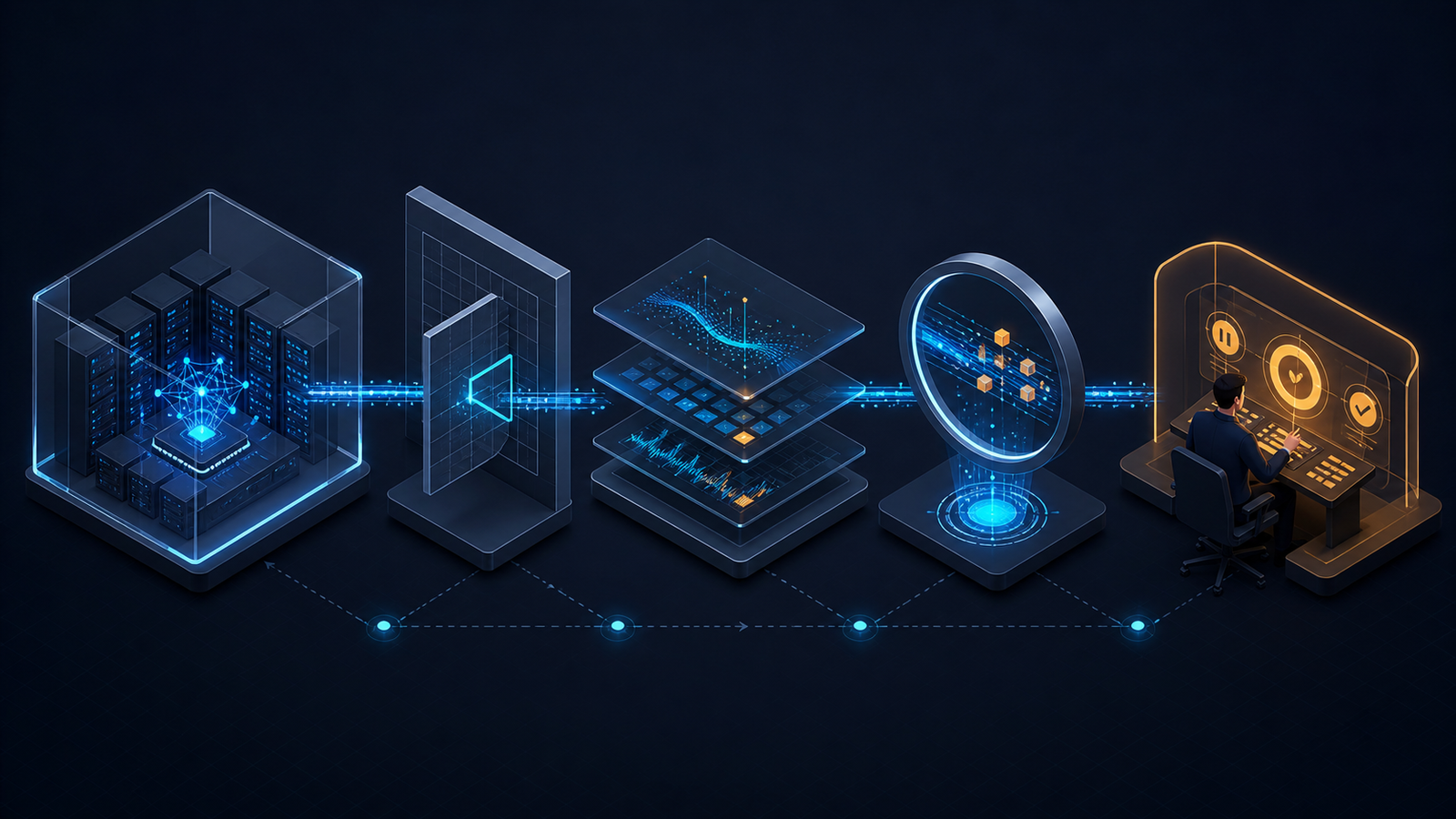Layered security controls for a frontier AI training pipeline, from isolated workloads through continuous monitoring to a human pause decision