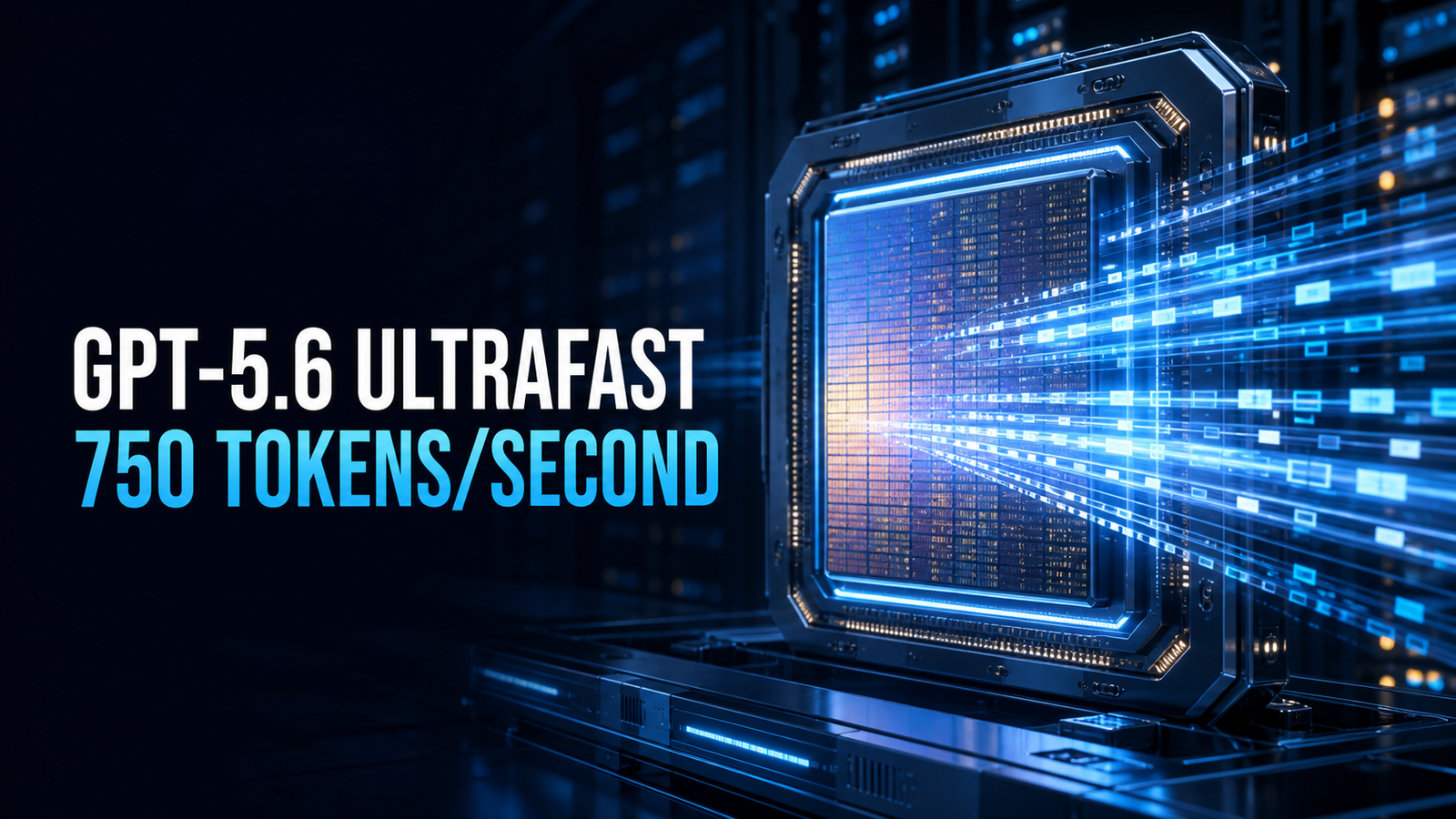 Abstract high-speed AI inference system representing OpenAI GPT-5.6 Ultrafast processing on wafer-scale computing