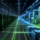 Editorial illustration of AI data-centre racks connected to institutional infrastructure financing