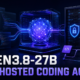 Abstract open-weight AI model core connected to a private coding and cloud operations stack.