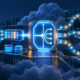 Abstract editorial visualization of AWS SageMaker routing AI requests across GPU servers