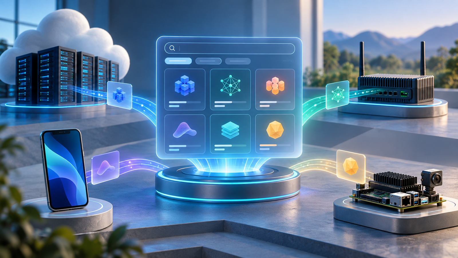 Arm AI Portal connecting cloud, edge, mobile and embedded AI deployment targets