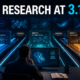 Human researcher supervising three parallel AI research agent workstreams in an isolated operations environment