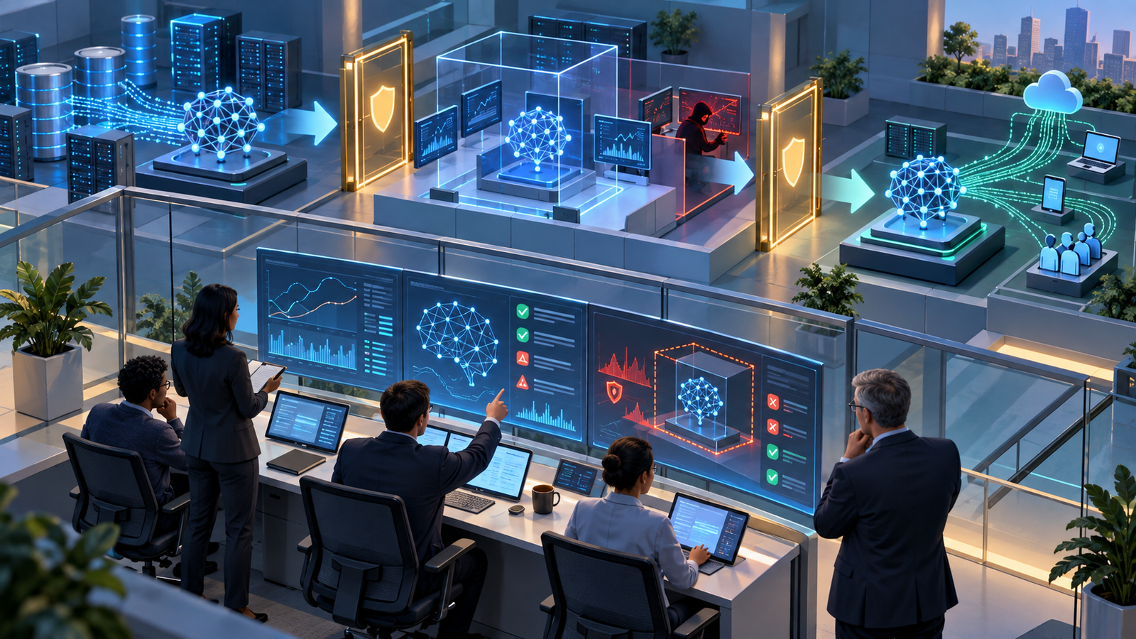 Independent evaluators observing an AI model lifecycle from training through deployment