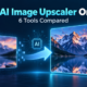 Free AI image upscaler online comparison showing a low-resolution photo becoming sharp