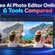 Free AI photo editor online comparison showing a before-and-after travel photo