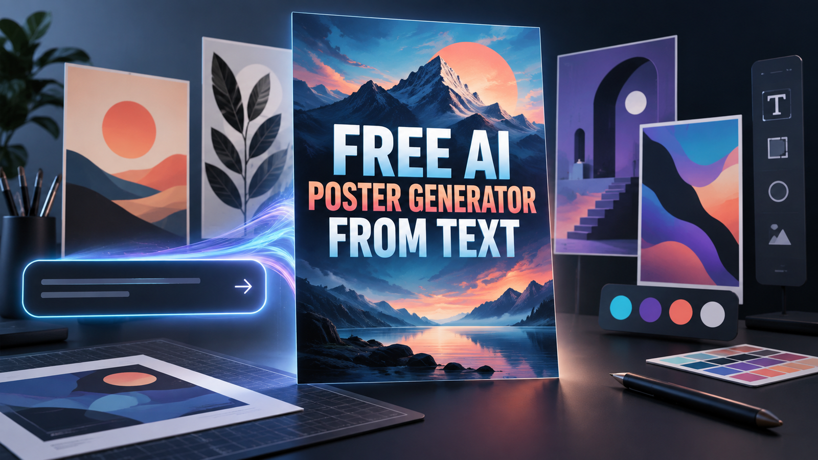 Free AI poster generator from text comparison with editable poster designs
