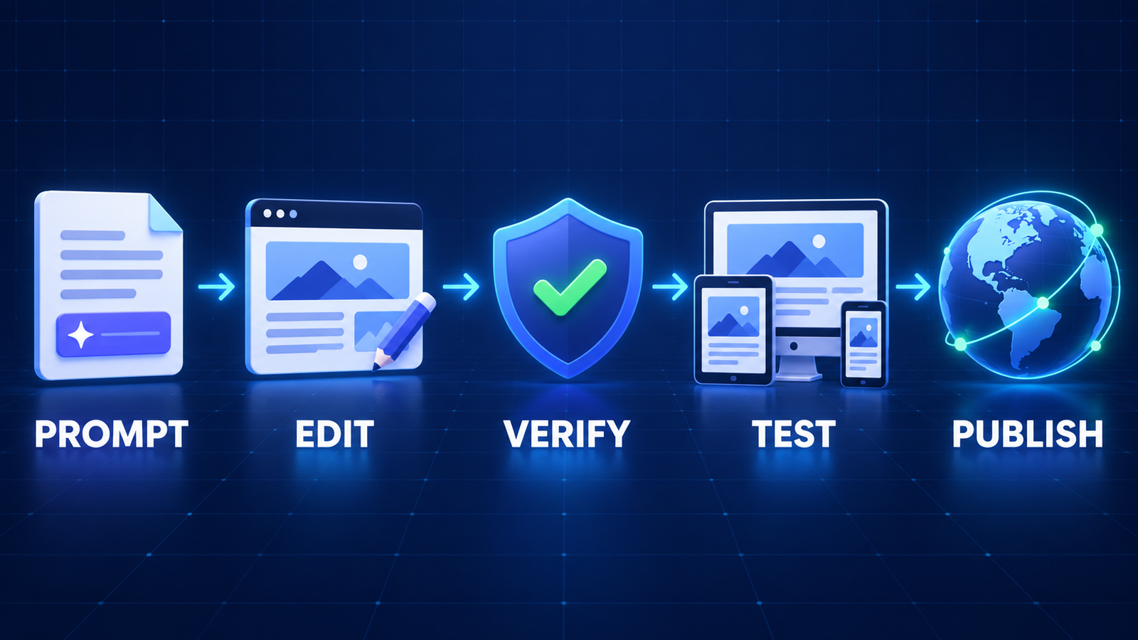 Free AI website builder workflow from prompt to reviewed public site