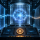 Editorial illustration of an AI agent contained inside a network sandbox while DNS traffic crosses a guarded boundary