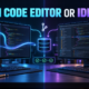 Split developer workspace comparing an AI-native code editor with a traditional IDE