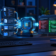 AI code generator transforming project context into a reviewed code diff