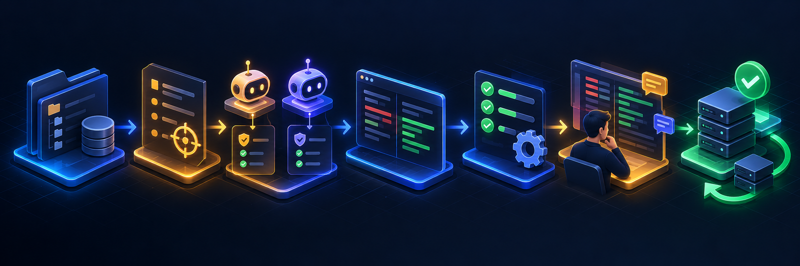 Equal-task AI coding assistant pilot from representative repository and bounded permissions through verified diff, automated checks, human review and reversible rollout