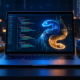 Laptop displaying Python development with visual cues for tests, dependencies and code review