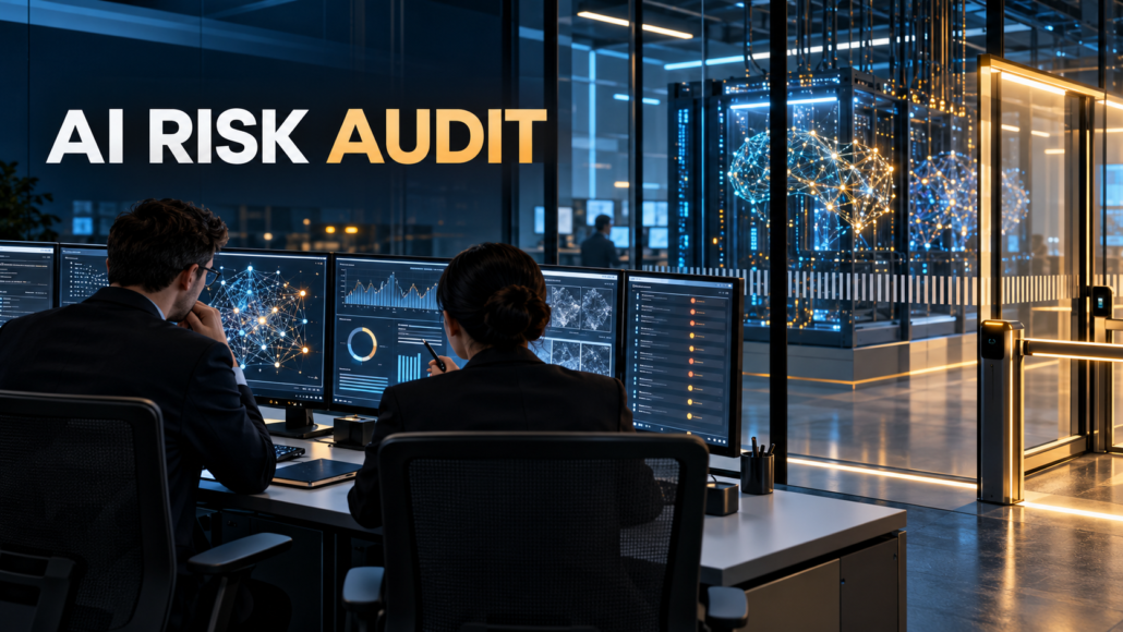 Independent AI auditors reviewing model safety telemetry inside a secure controlled-access operations environment